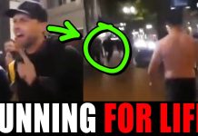Antifa DORK harasses woman, then her SONS come around the corner