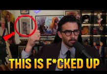 Hasan Piker PROUDLY displays framed 9/11 newspaper showing the Twin Towers IN FLAMES behind him